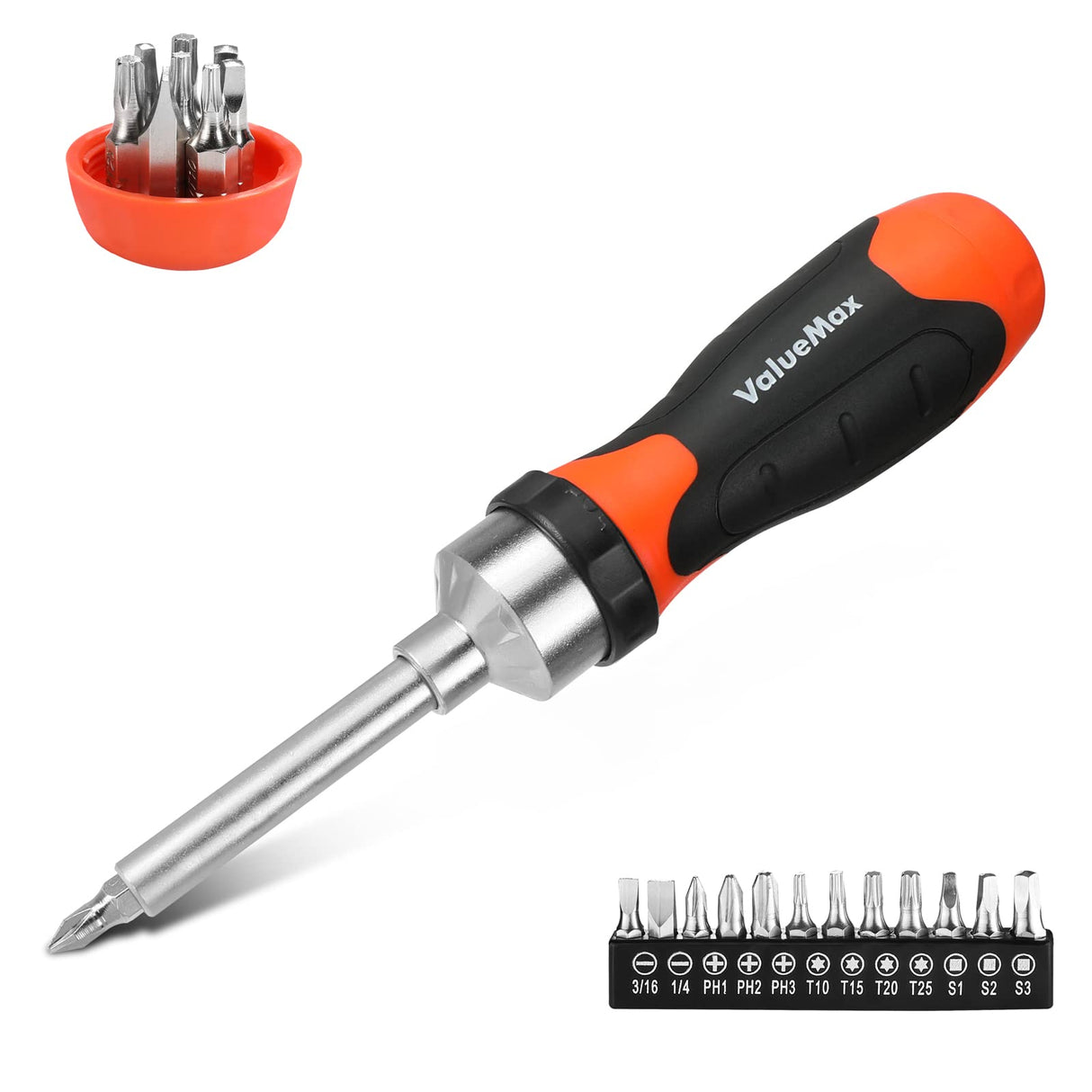 ValueMax 13-in-1 Multi-bit Ratcheting Screwdriver Set Tool All in One, Portable Multi-purpose Ratchet Screw-driver, Slotted/Philips/Torx/Square ValueMax