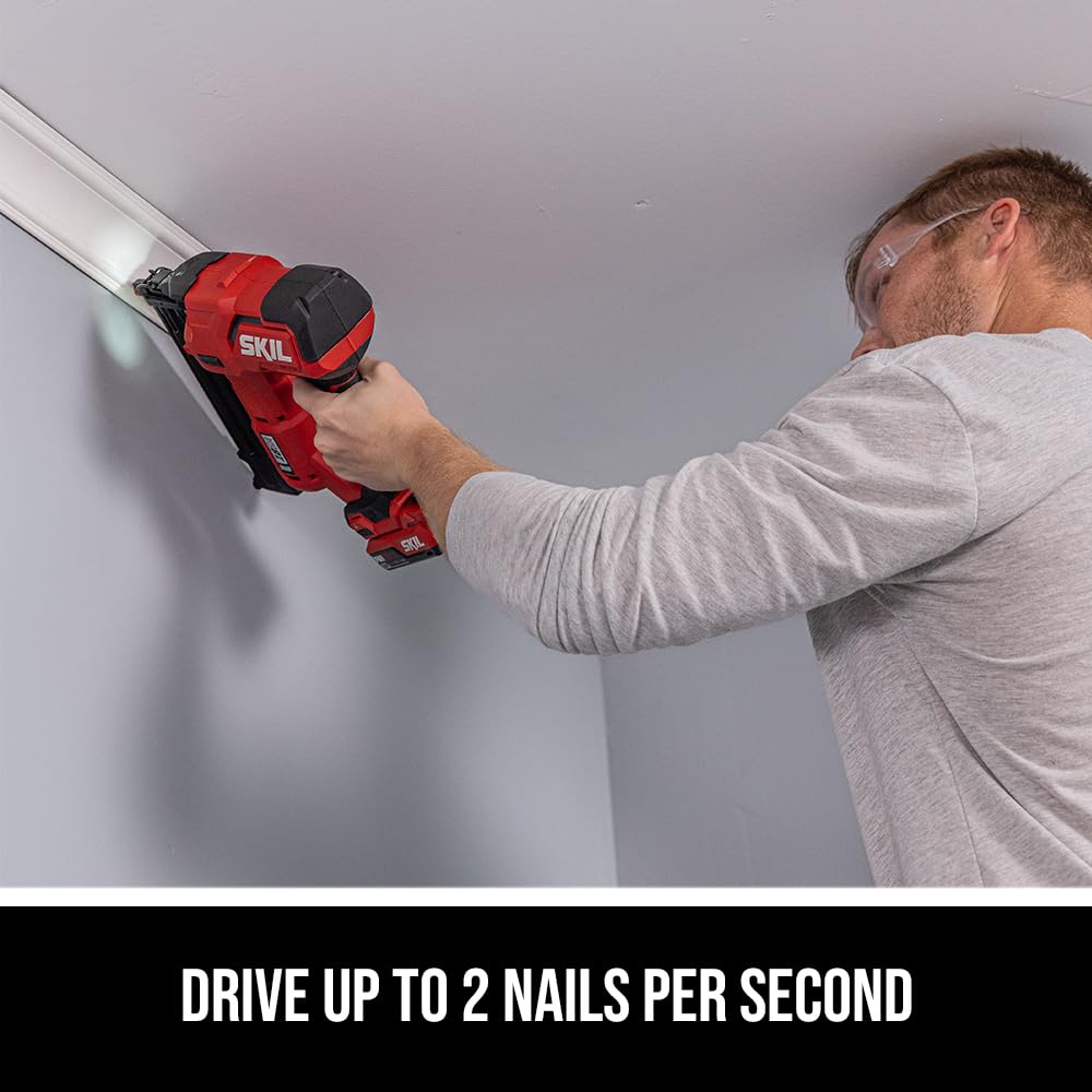 SKIL PWR CORE 20 Brushless 20V 18Ga Brad Nailer Kit including 2.0Ah USB-C Battery and Charger-NA1800B-10 Skil