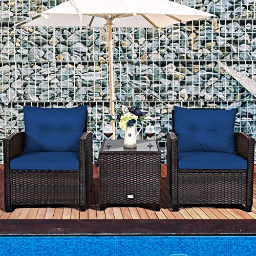 3 PCS Patio Furniture Set, OneSize, Navy WoodArtSupply