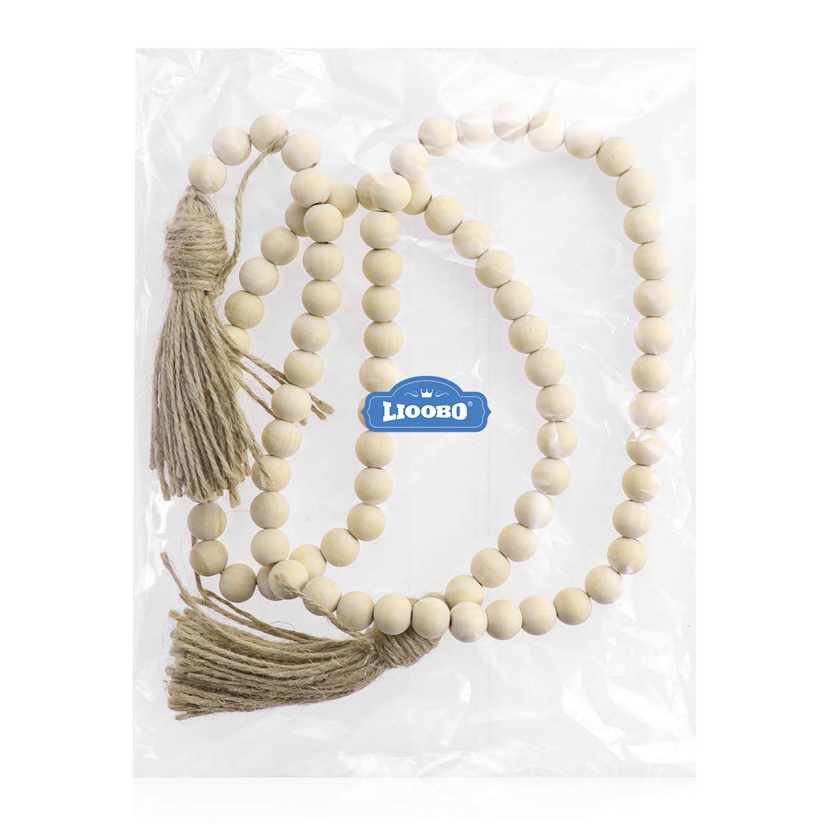 LIOOBO Wood Bead Garland Farmhouse Rustic Country Beads Holiday Decoration Wall Hanging Prayer Beads LIOOBO