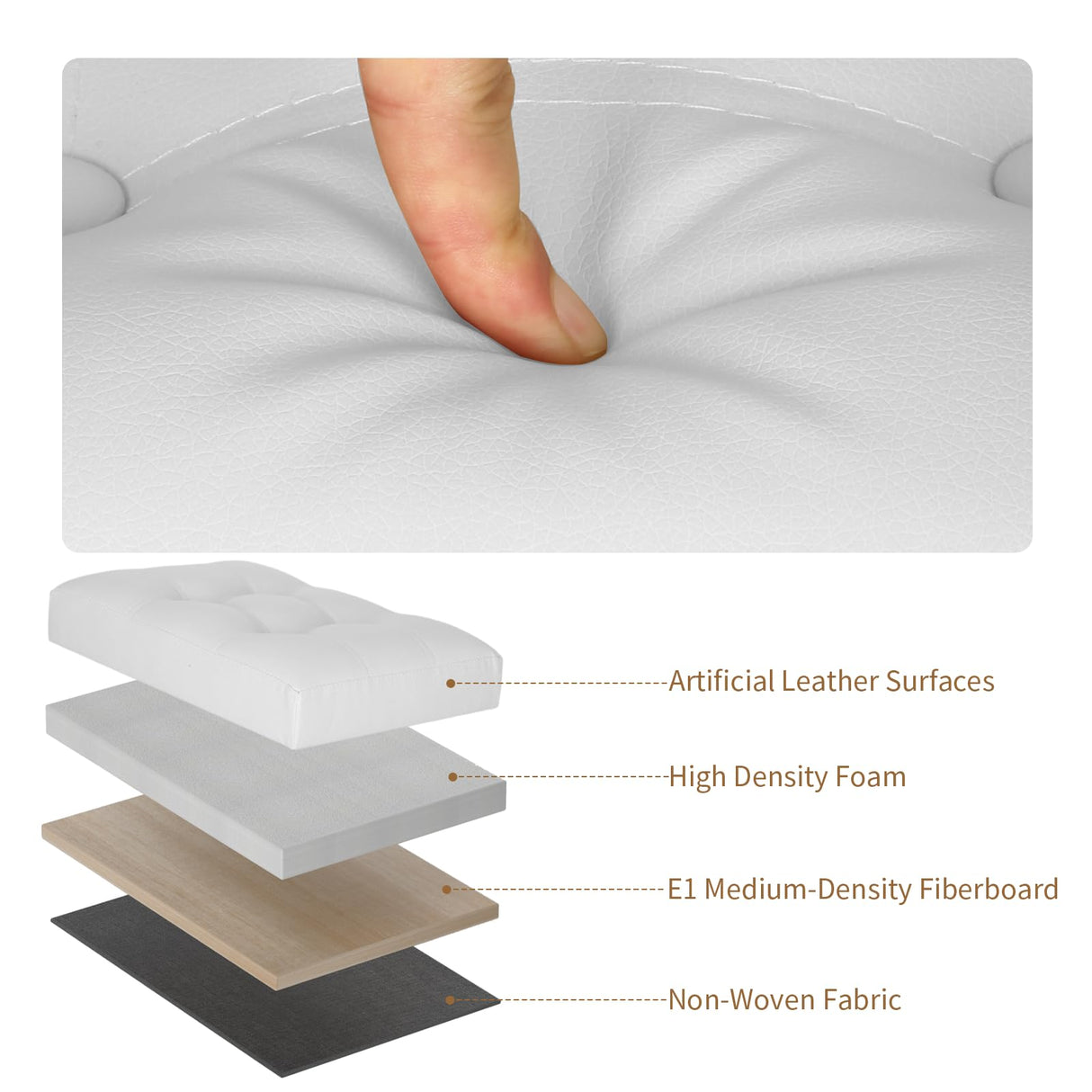 BelugaHelper Ottoman with Storage. Leather Foldable Ottomans with Thick Foam Padded Seat. Foot Rest Stool Storage for Living Room and Bedroom. Side Pockets and Handles Designed. 17x13x13in, White BelugaHelper