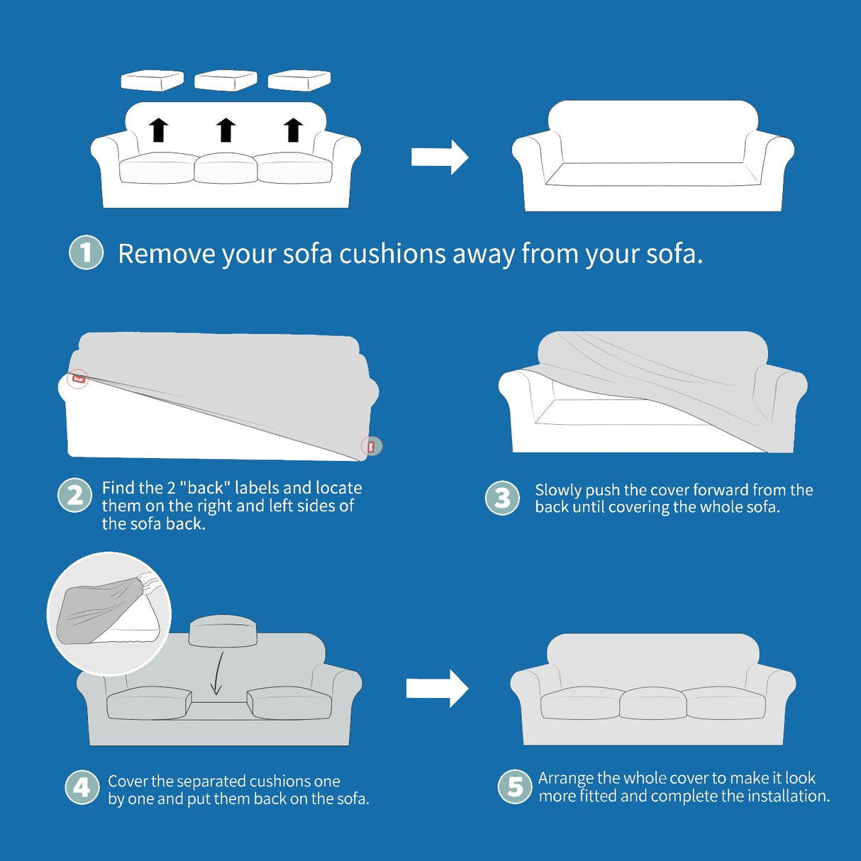 XINEAGE 2024 Newest 4 Pieces Couch Covers for 3 Cushion Couch Super Stretch Thick Soft Sofa Cover Anti Slip Sofa Slipcover Dogs Cats Furniture Protector (Light Gray, 71"-91") XINEAGE