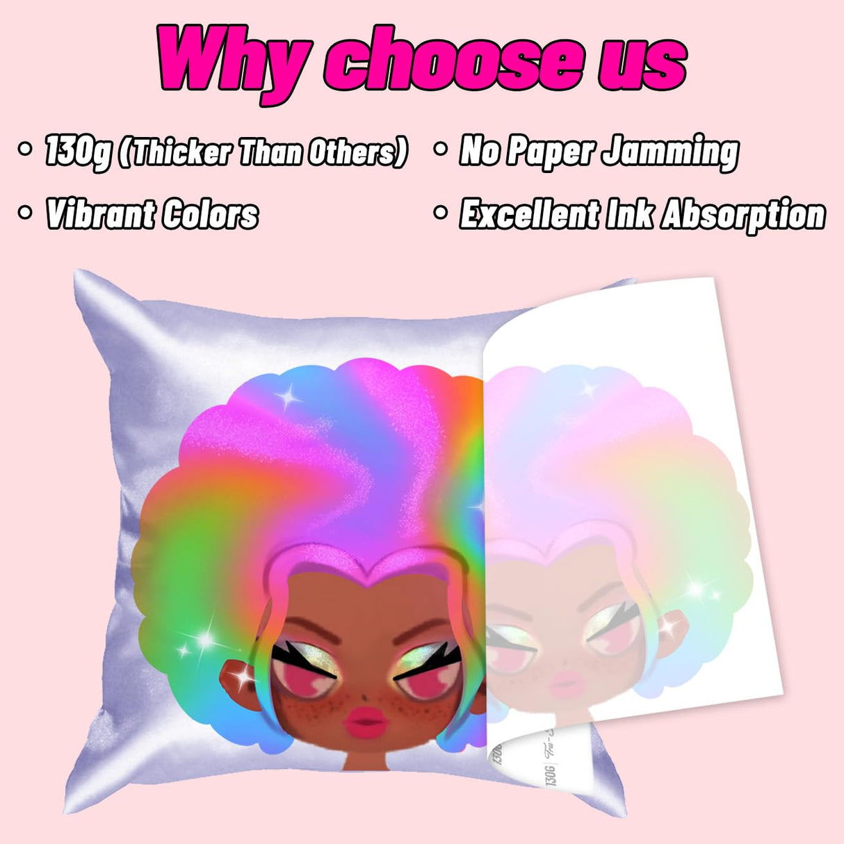 Pinkie 130g Sublimation Paper Work with Sublimation Printer and Sublimation ink(50 sheets, 8.5x11") Printable Transfer Paper for Polyester T-Shirts Light Fabric and Other Sublimation Blanks Lovein