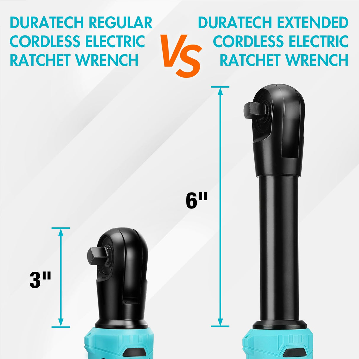 DURATECH Extended Cordless Ratchet Wrench, 3/8" 12V 44 Ft-Lbs Long Neck Electric Ratchet Wrench with 2-Pack 2.0Ah Li-Ion Battery, 1 Hour Fast Charger, 10 Sockets Accessories & Variable Speed Trigger DURATECH