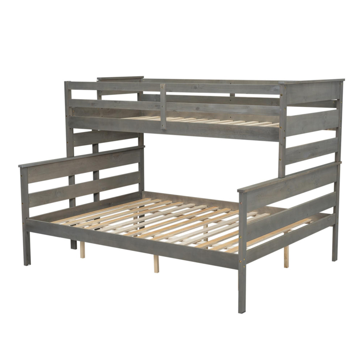 SOFTSEA Twin XL Over Queen Bunk Bed Frame with Detachable Design, Grey SOFTSEA