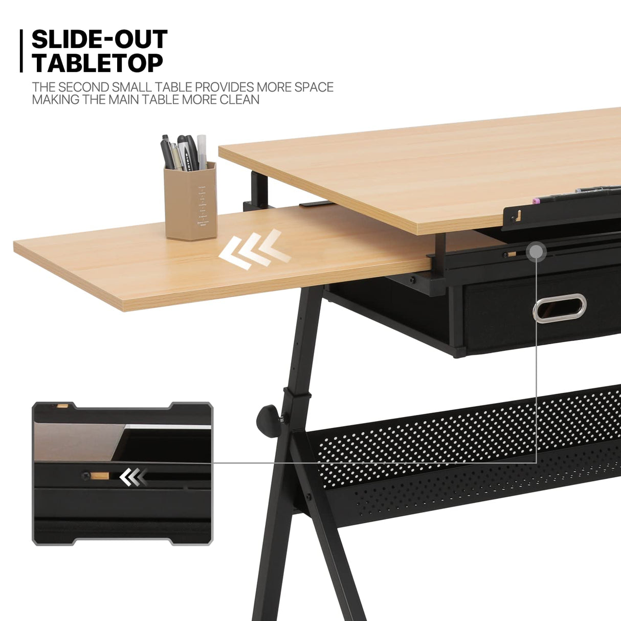 MoNiBloom Adjustable Drafting Table & Stool Set with Storage, Versatile Art Desk and Craft Center Home Study Room Artist Desk MoNiBloom