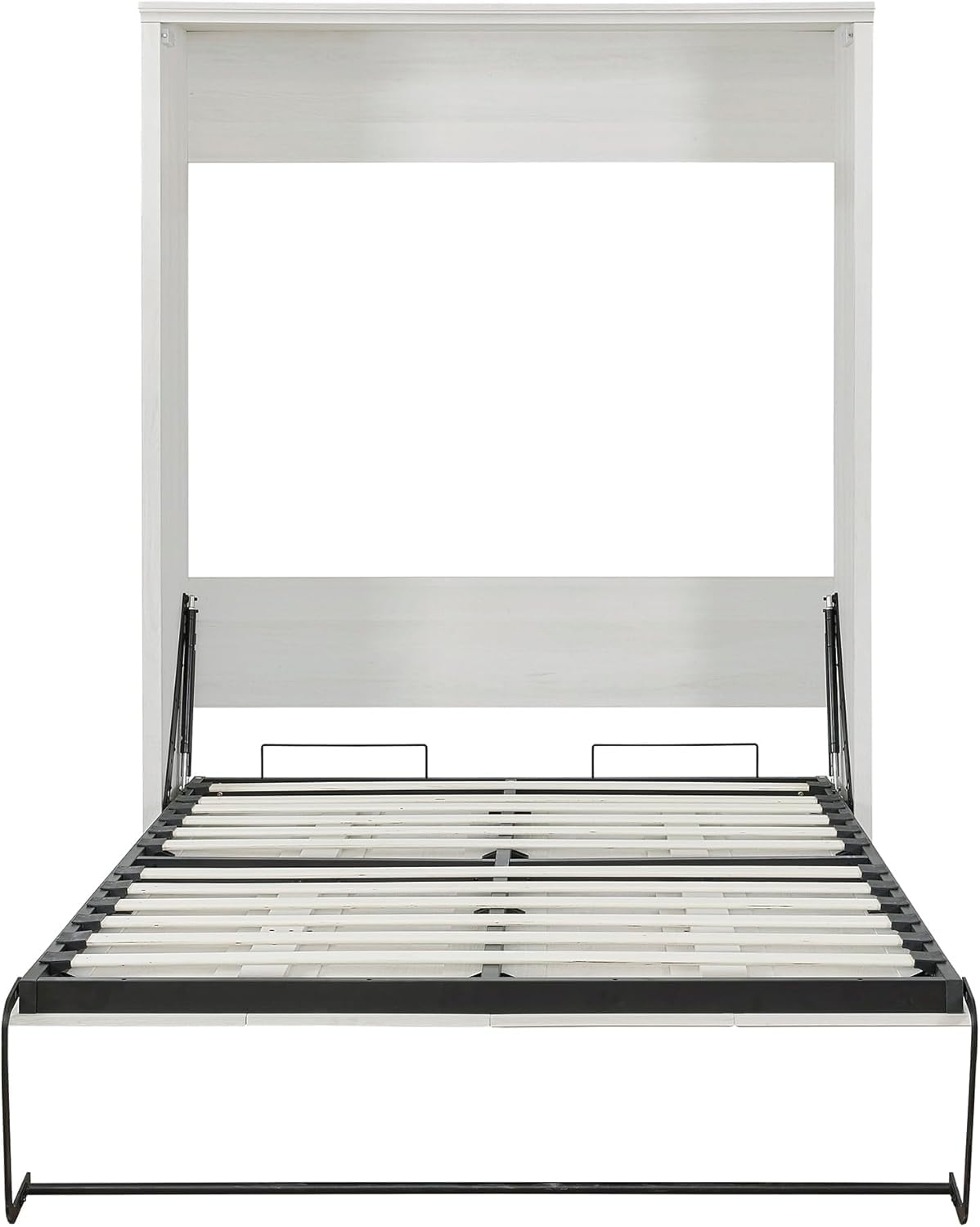 MERITLINE Queen Size Murphy Bed with USB Port,Wood Folding White Murphy Wall Bed Cabinet MERITLINE