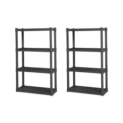Sterilite 2-Pack 4 Shelf Unit, Heavy-Duty Shelving Storage and Utility Rack - Standing Plastic Organizer Shelves for Kitchen, Bathroom, and Garage