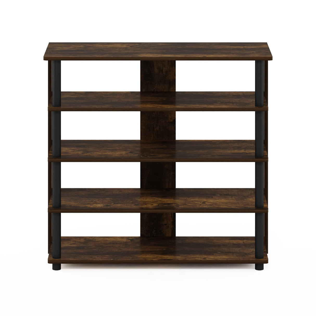 Furinno Turn-N-Tube 5 Tier Wide Shoe Rack, Amber Pine/Black Furinno