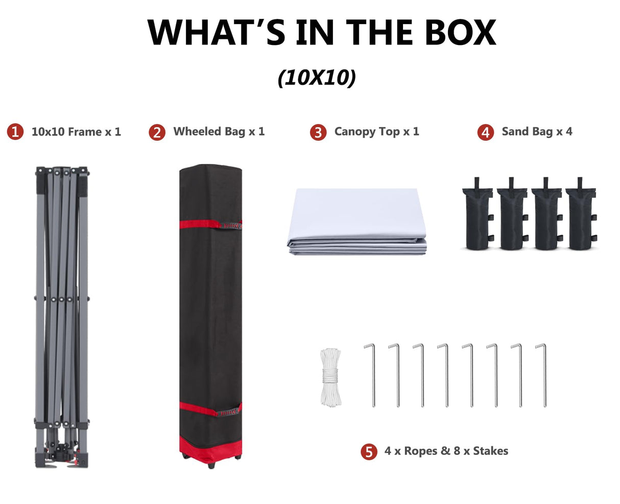 ABCCANOPY Pop Up Canopy - Outdoor Patio Portable Canopy Tent Heavy Duty for Backyard and Deck with 4 Sandbags(White, 10x10) ABCCANOPY