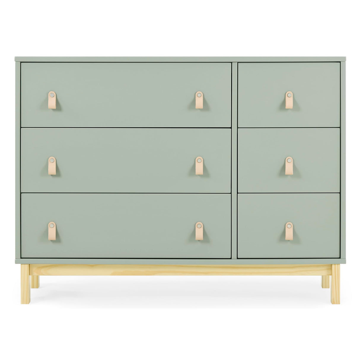 babyGap Legacy 6 Drawer Dresser with Leather Pulls and Interlocking Drawers by Delta Children - Greenguard Gold Certified, Sage Green w/Natural Delta Children
