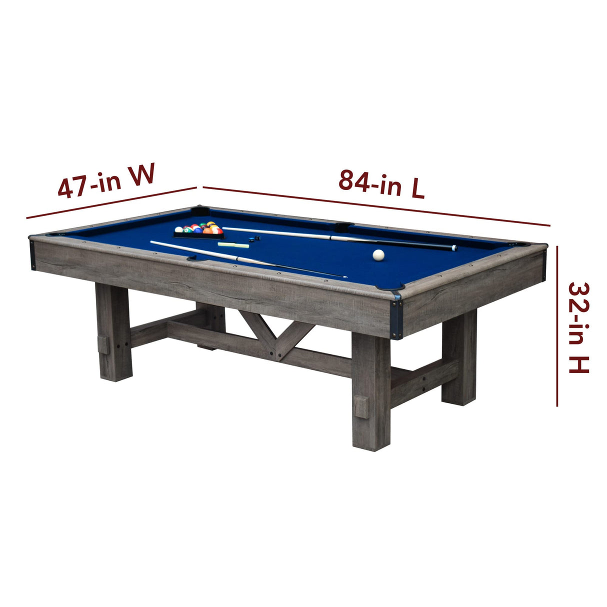 Hathaway Logan 7-ft Pool Table Combo Set with Benches - Rustic Gray with Blue Felt, Barnwood Hathaway