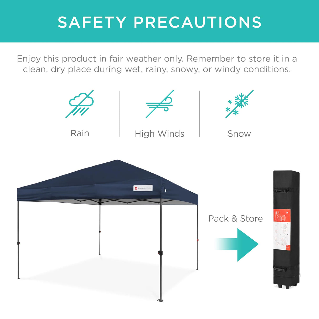 Best Choice Products 10x10ft 1-Person Setup Pop Up Canopy Tent Instant Portable Shelter w/ 1-Button Push, Case, 4 Weight Bags - Blue Best Choice Products