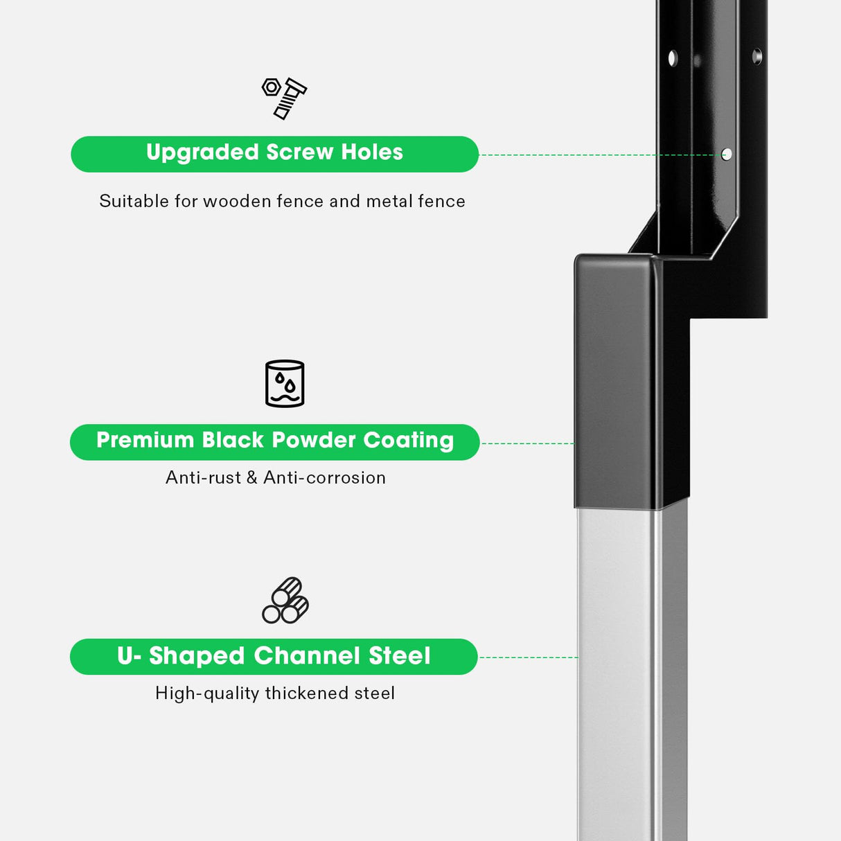 VIVOSUN Fence Post Repair Kit, Heavy-Duty Ground Spike with Gloves for Repairing Tilted or Broken Wood Posts (2 Pack, Black) VIVOSUN