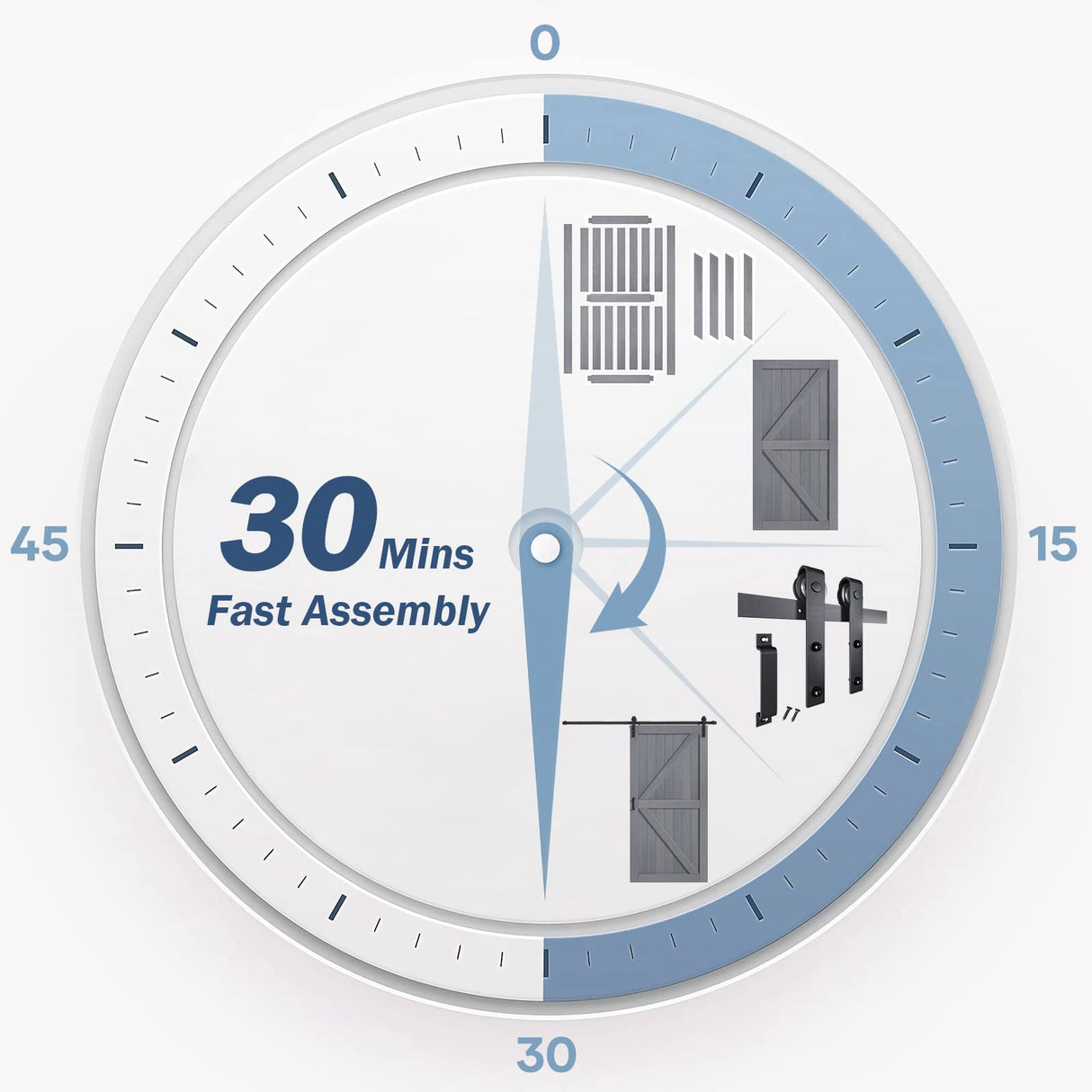 FREDBECK 42in x 84in Gray Wood Barn Door Slab with 7ft (84inch) Barn Door Hardware Track Kit and Handle Floor Guide Included, Double Surfaces,Simple Assembly is Required,K-Frame,Grey FREDBECK