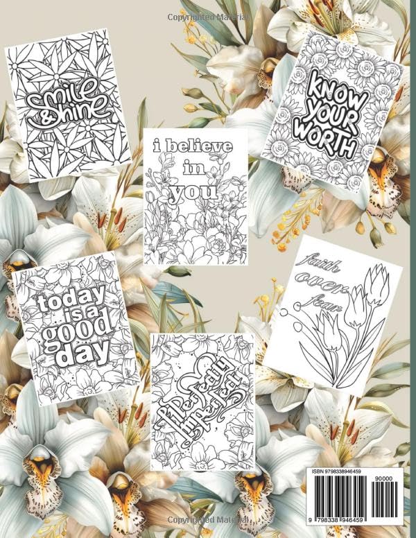 Motivational Quote Coloring Book: 50 Inspiring Quotes and Floral Designs for all Ages WoodArtSupply