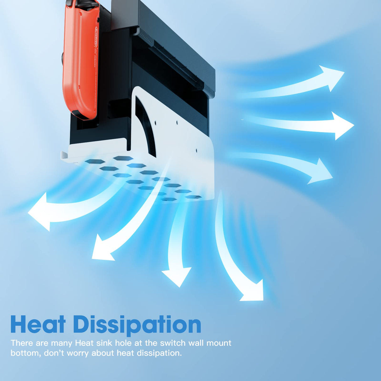 KUNSLCUK Wall Mount for Switch and Switch OLED, Metal Wall Mount Stand Accessories with 28 Game Cards Holder and 2 Joy-Con Hooks, Safely Mount your Switch on Wall Near TV (White) KUNSLUCK