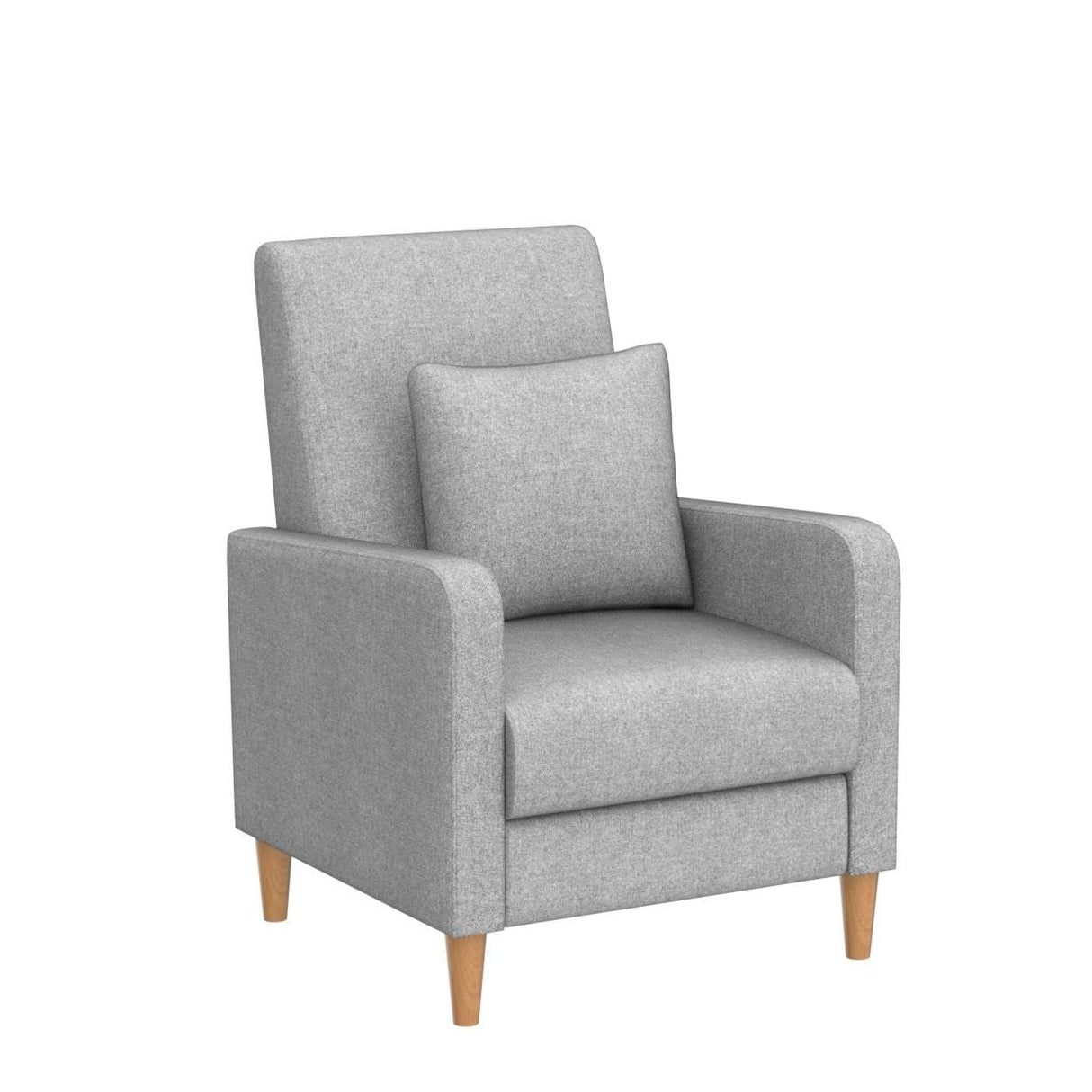 COLAMY Modern Upholstered Accent Chair Armchair with Pillow, Fabric Reading Living Room Side Chair,Single Sofa with Wood Legs, Light Grey COLAMY