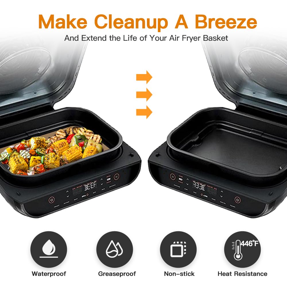 Air Fryer Liners Disposable for Ninja: 150pcs Air Fryer Parchment Paper Liners for Ninja Foodi Smart XL FG551 6-in-1 Indoor Grill Accessories Perforated Rectangle Airfryer Liner Sheets DNSSY