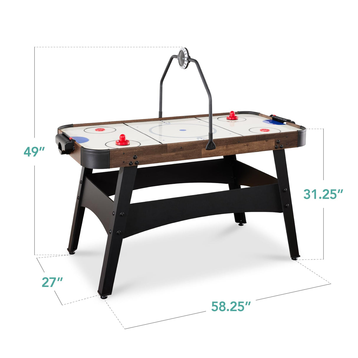 Best Choice Products LED 54 Inch Air Hockey Game Table w/Light-up Scoreboard, Powerful Motor, AC Outlet. Includes 2 Pucks, 2 Pushers - Walnut Best Choice Products