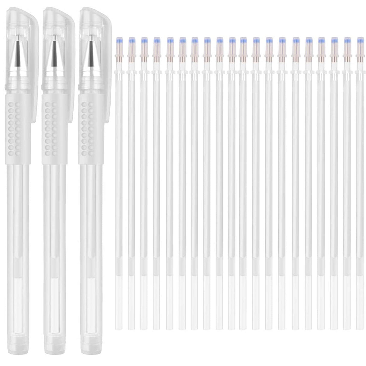 Heat Erasable Fabric White Marking Pens with 20 Refills for Tailors Sewing and Quilting Dressmaking, White Heat Erase Pens of Fabrics. iHMeiju