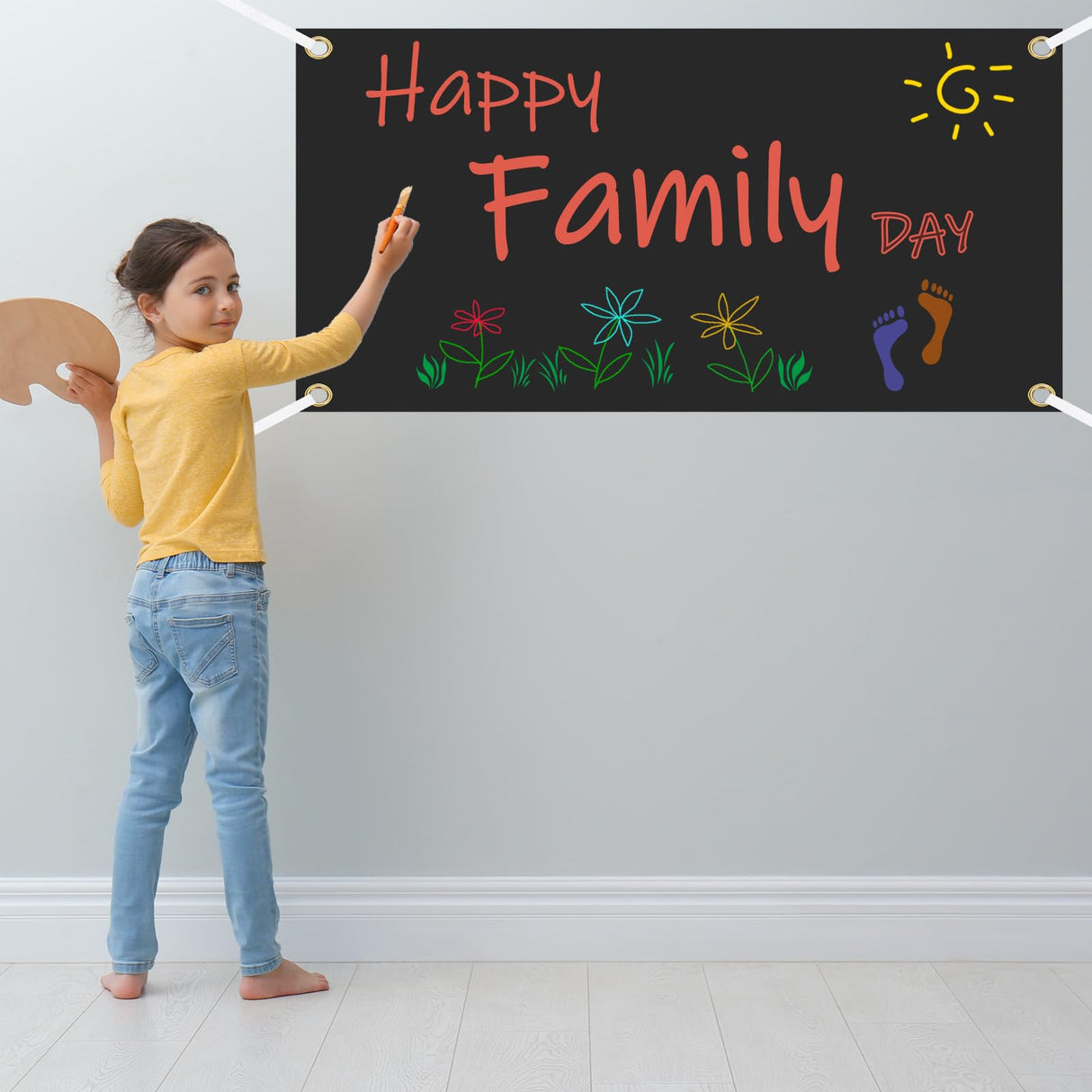 PATIKIL Vinyl Blank Banners Signs to Decorate 2'x10' Sublimation Black Banner with Hanging Rope for Business Outside Outdoor Wall, 2 Set PATIKIL