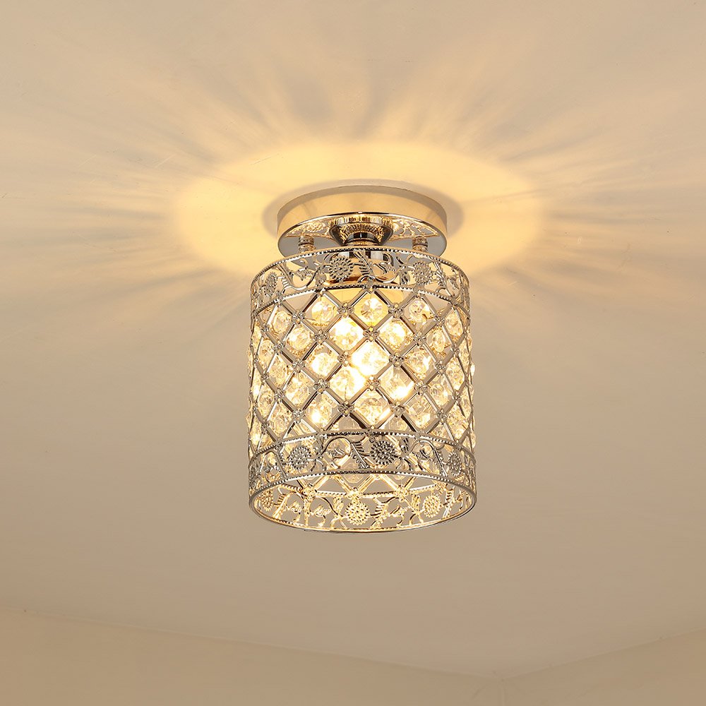 Create For Life® Mini Style Modern Decor Crystal Flush Mount Ceiling Light Fixture Crystal Chandeliers Light Ceiling Lamp for Hallway, Bar, Kitchen, Dining Room, Kids Room (6 inch Shade Dia) Create For Life