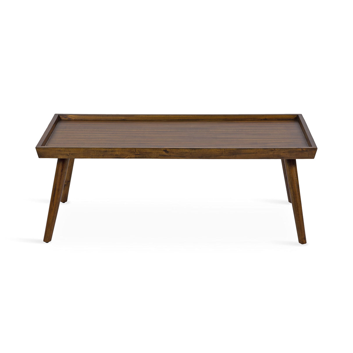 Kate and Laurel Eastmont Rectangle Wood Coffee Table; 46 x 22 x 17; Walnut Brown; Large Mid-Century Wooden Living Room Table with Stylish Tapered Legs and Adjustable Feet Kate and Laurel