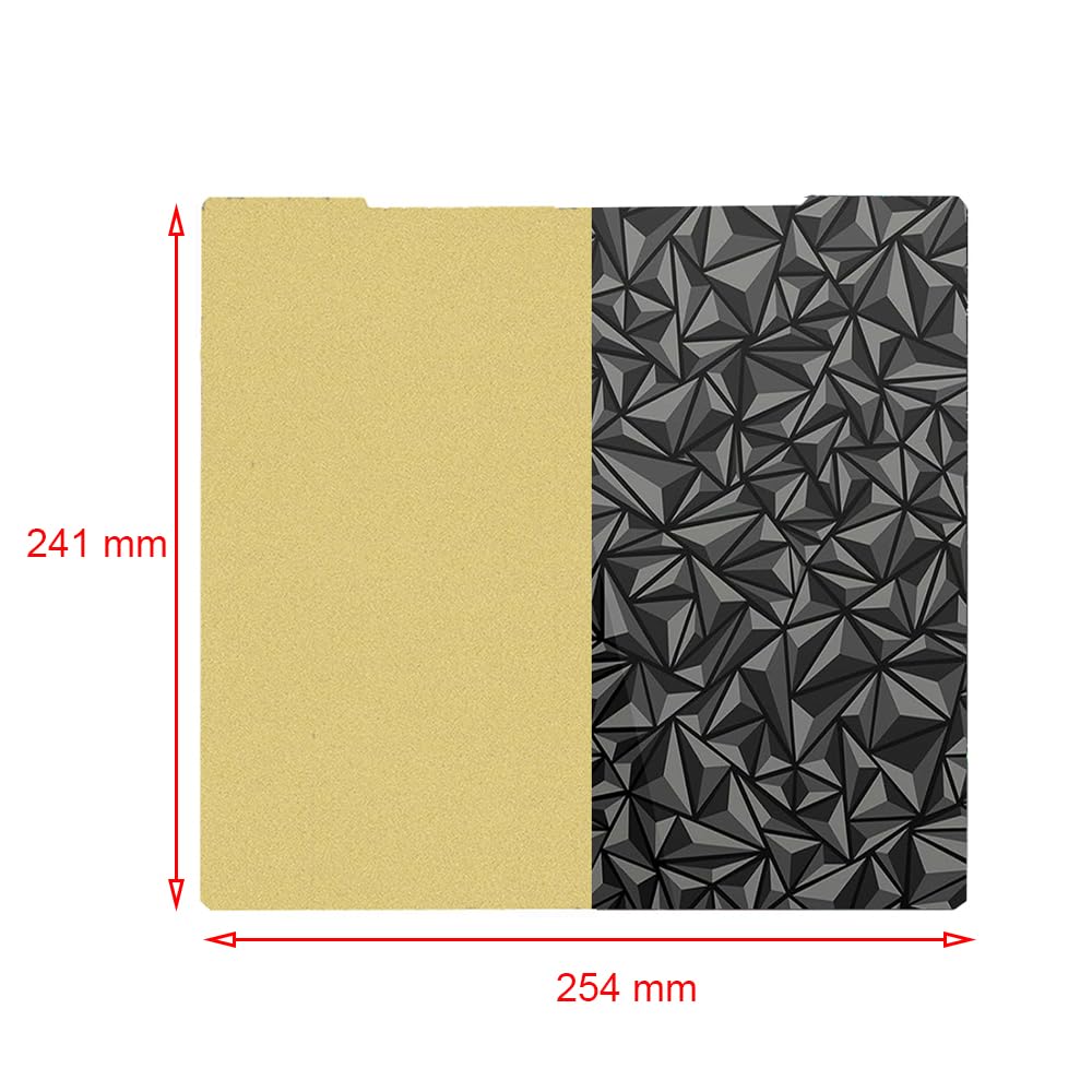 HzdaDeve PEI PEO Sheet Spring Steel Flexible Platform for Prusa I3 MK3 MK3S MK3S+ MK4 MK2.5S 241x254MM Build Plate Heated Bed One Side Textured PEI and One Side Smooth Board PEO for 3D Printer HzdaDeve