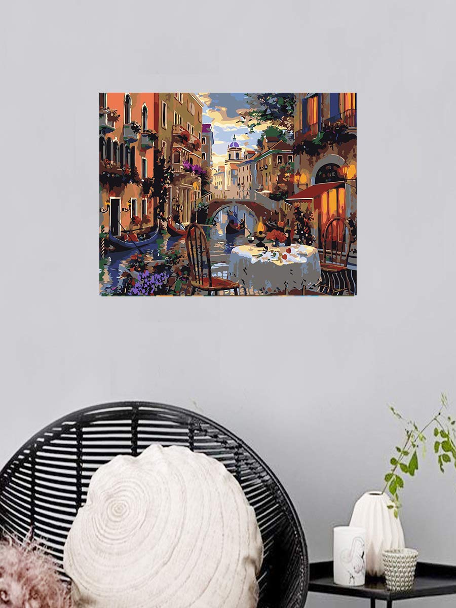 Newsight Paint by Numbers for Adults & Kids & Beginners DIY Acrylic Painting Gift Kits Drawing Paintwork with Paintbrushes 16 * 20inch Venice Street Newsight