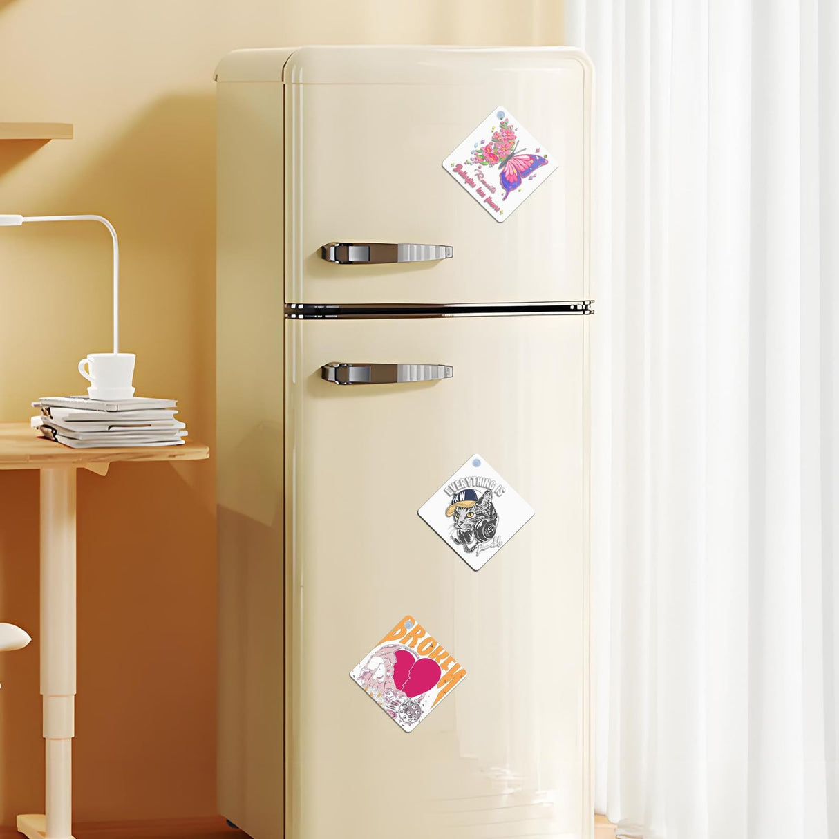 10Pcs Sublimation Blanks Metal Sign, Removable Sublimation Magnet Blanks Metal Sublimation Blanks Bulk with Suction Cup, Sublimation Ornament Blanks for Heat Transfer Home Window Wall Decoration HINGTAI