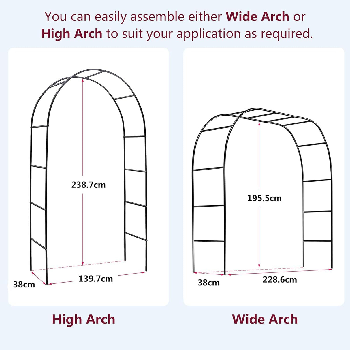 Garden Arch Trellis Metal Garden Arbor for Various Climbing Plant, Wedding Arches for Ceremony Decoration Outdoor Lawn Backyard, 7'8" H x 4'5" W, Dark Green UmiPatio