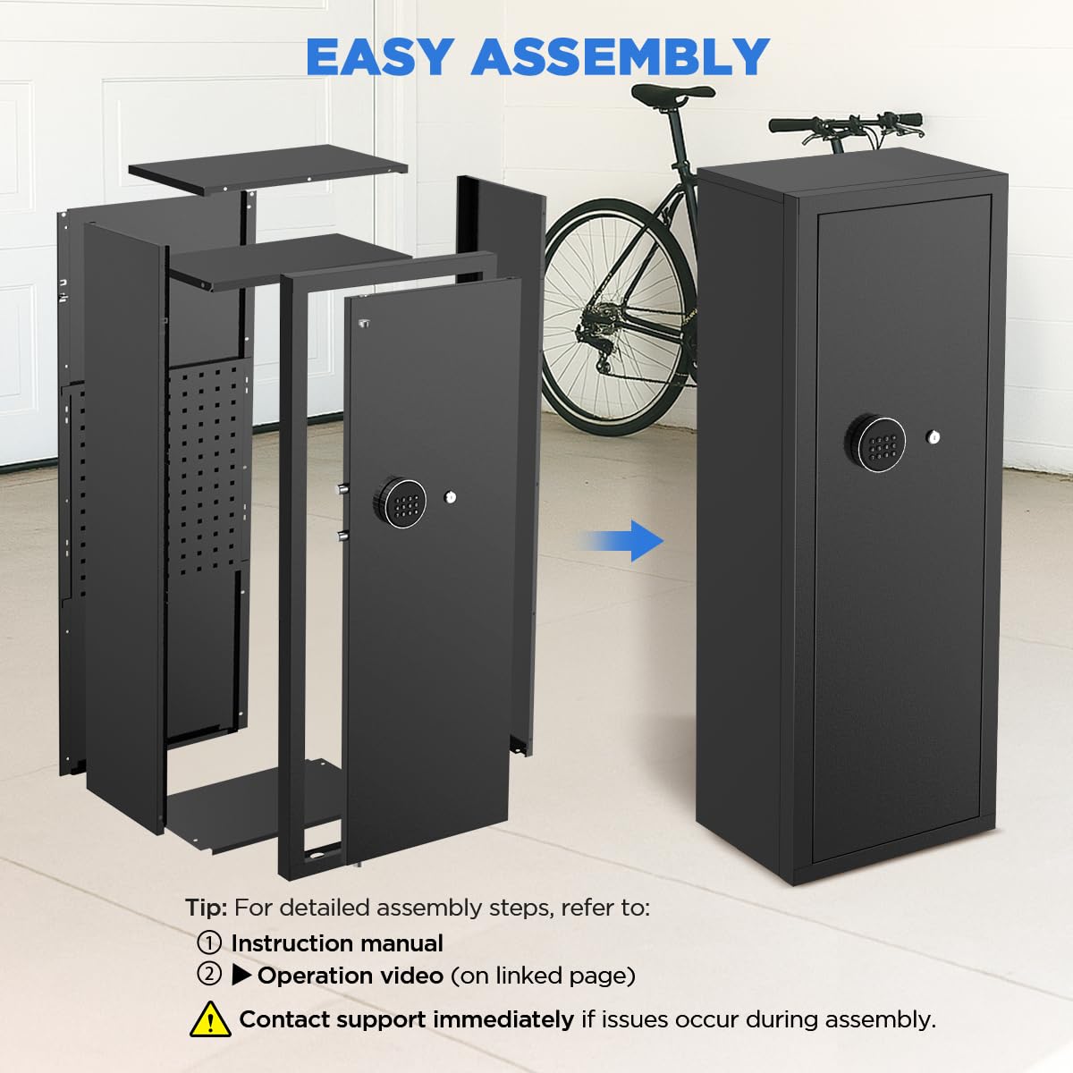 MSYCOST 8-10 Gun Rifle Safe for Home Security, Gun Safe for Rifles and Pistols - Quick Access Digital Keypad | Easy Assembly Gun Safe with Adjustable Shelves (Fits Shotguns & Ammo) MSYCOST