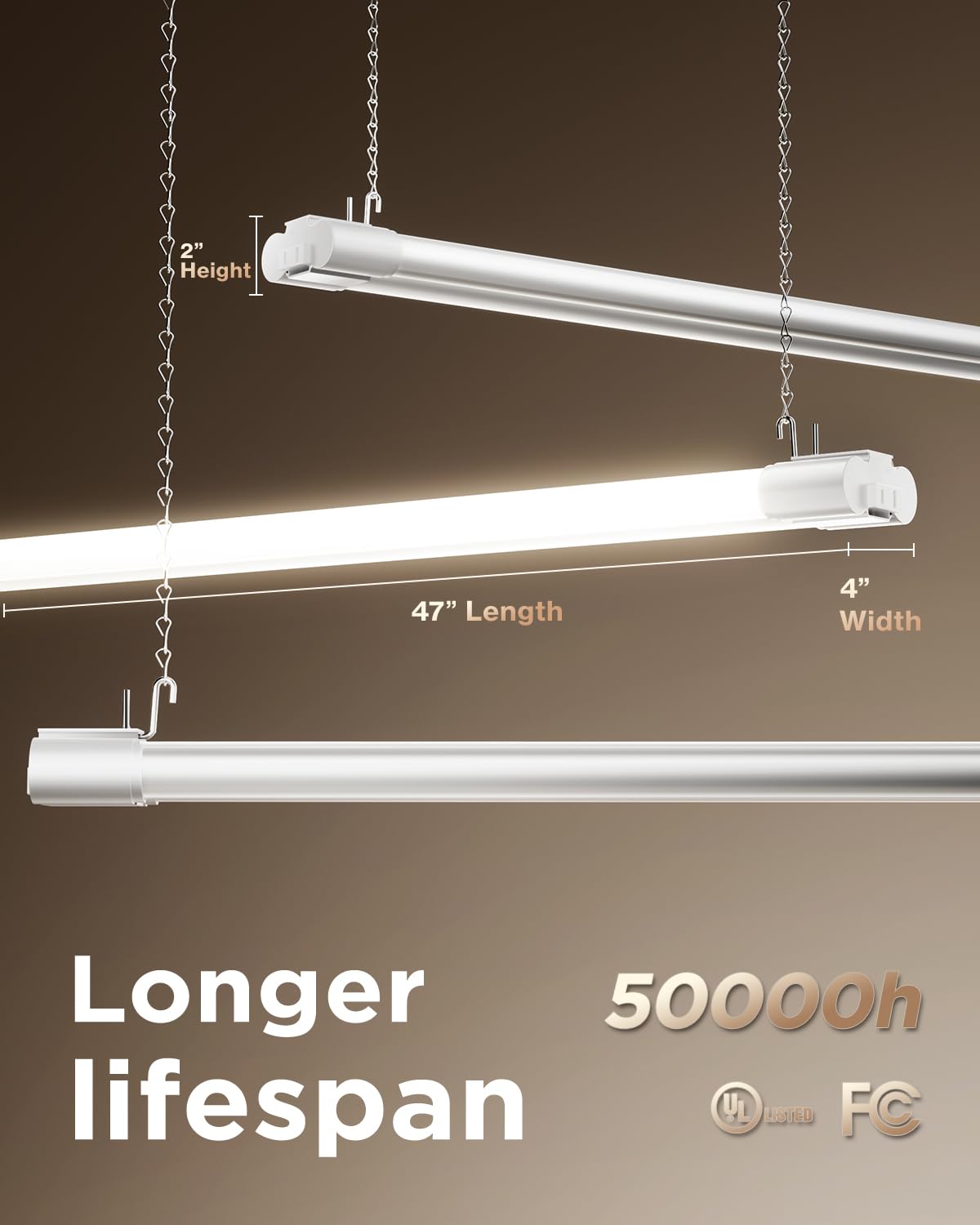 Sunco 10 Pack Linkable LED Utility Shop Light, 4500 LM, 5000K Daylight, 4 FT, 48 Inch Integrated Fixture for Garage, 40W Equivalent 150W, Surface + Suspension Mount, White Sunco Lighting