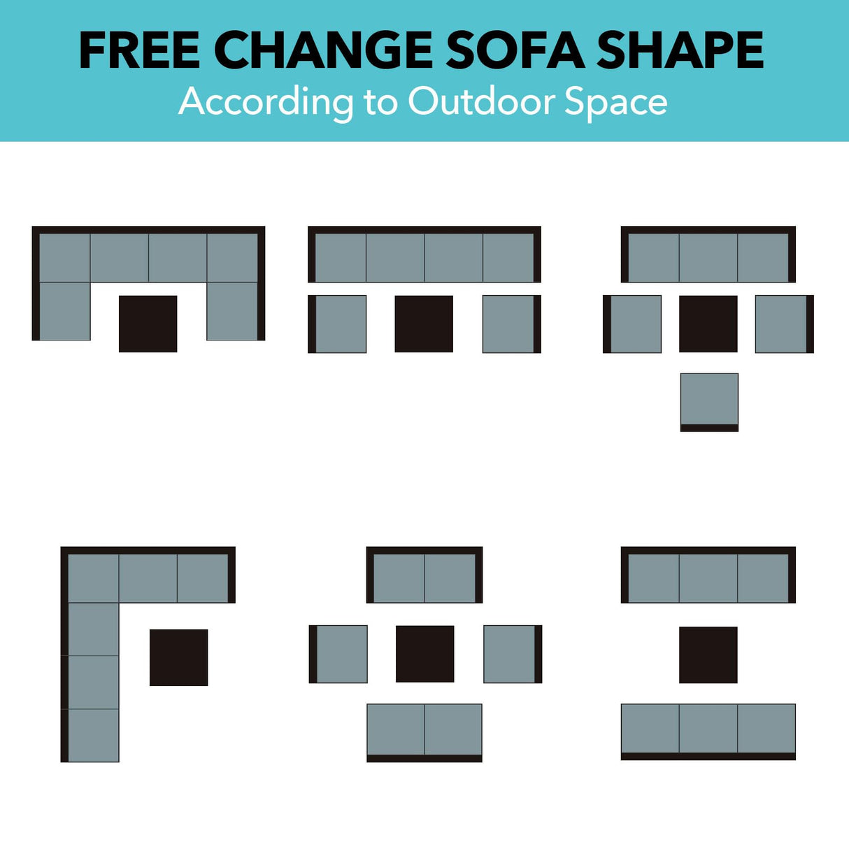 LAFWELL 7 Pieces Outdoor Patio Furniture Sets,Rattan Conversation Sectional Set,Manual Weaving Wicker Patio Sofa with Tea Table LAFWELL