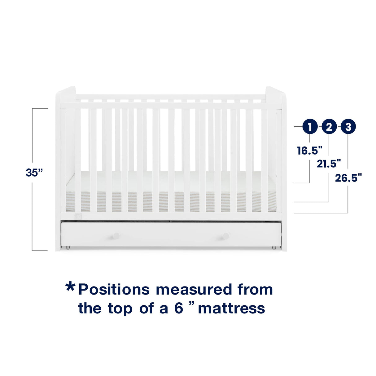 GAP babyGap Graham 4-in-1 Convertible Crib with Storage Drawer - Greenguard Gold Certified, Bianca White Delta Children