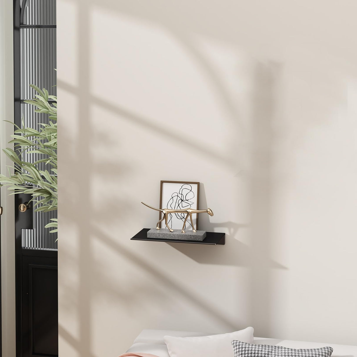 Danpoo Small Floating Shelf for Wall Storage, Mini Display Shelf for Collectibles, Metal Wall Shelf for Bathroom/Living Room/Kitchen/Bedroom(Black, 8") Danpoo