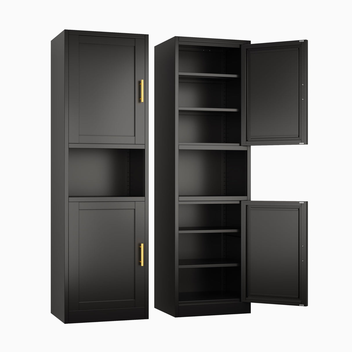 Ckzbx 70.87" H Metal Narrow Pantry Storage Cabinet Tall Steel Bathroom Cabinet,4 Adjustable Shelves for Kitchen, Home Office, Living Room, Dinning Room (Black) Ckzbx