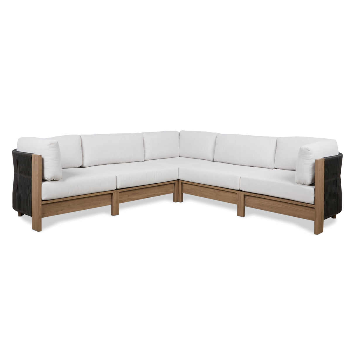 Real Flame Stratton 5 Piece Outdoor Patio Furniture Set, Sunbrella Fabric, Deep Seating Sectional Couch, Modular, Aluminum Frame, for Lawn and Backyard Real Flame