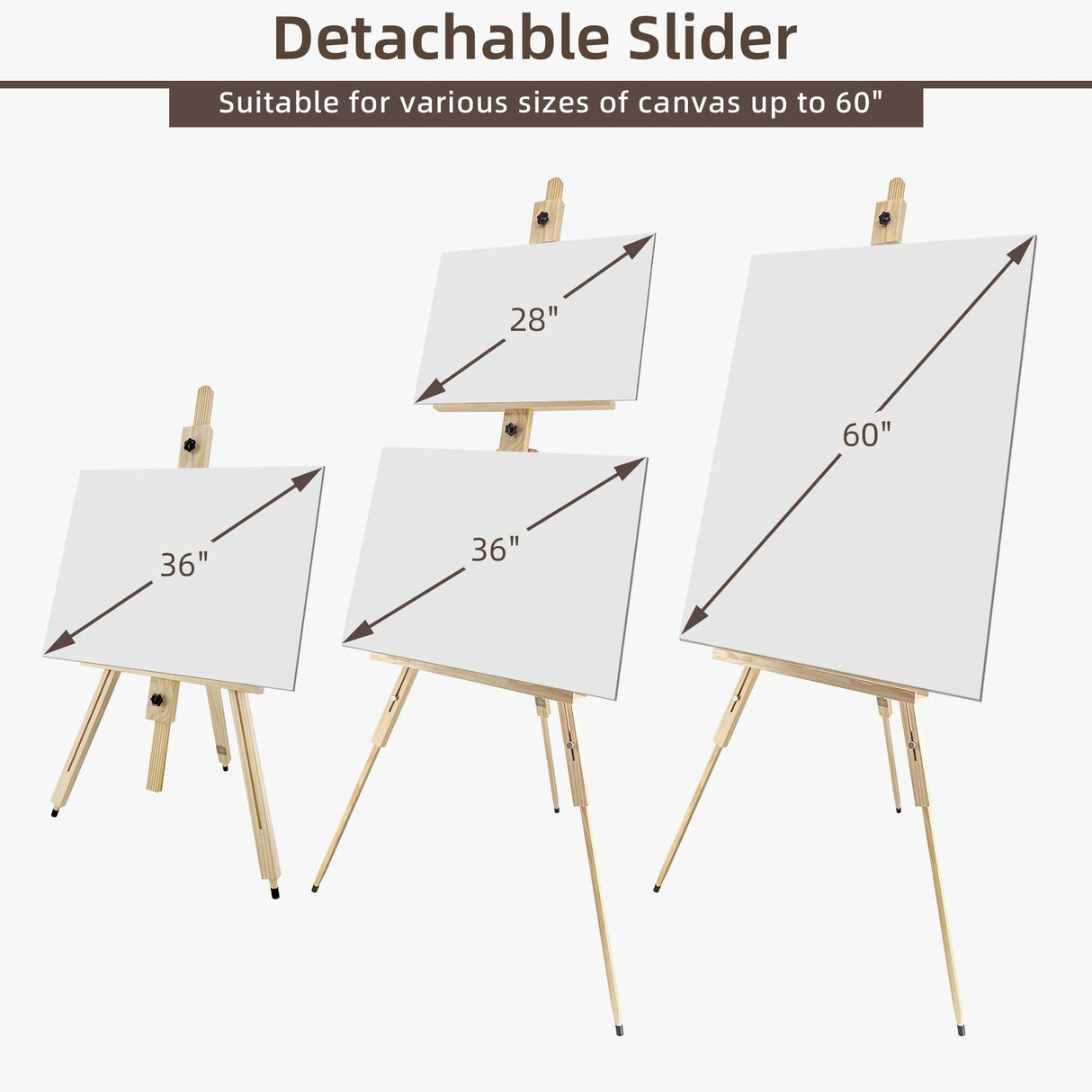 Stuelloaf Tripod Easel for Painting, Art Wooden Easel Stand for Adults or Students, Hold 1 or 2 Canvas up to 60’’, Display Portable Easel for Drawing, Landscape Artist, Wedding Sign, Pine Stuelloaf