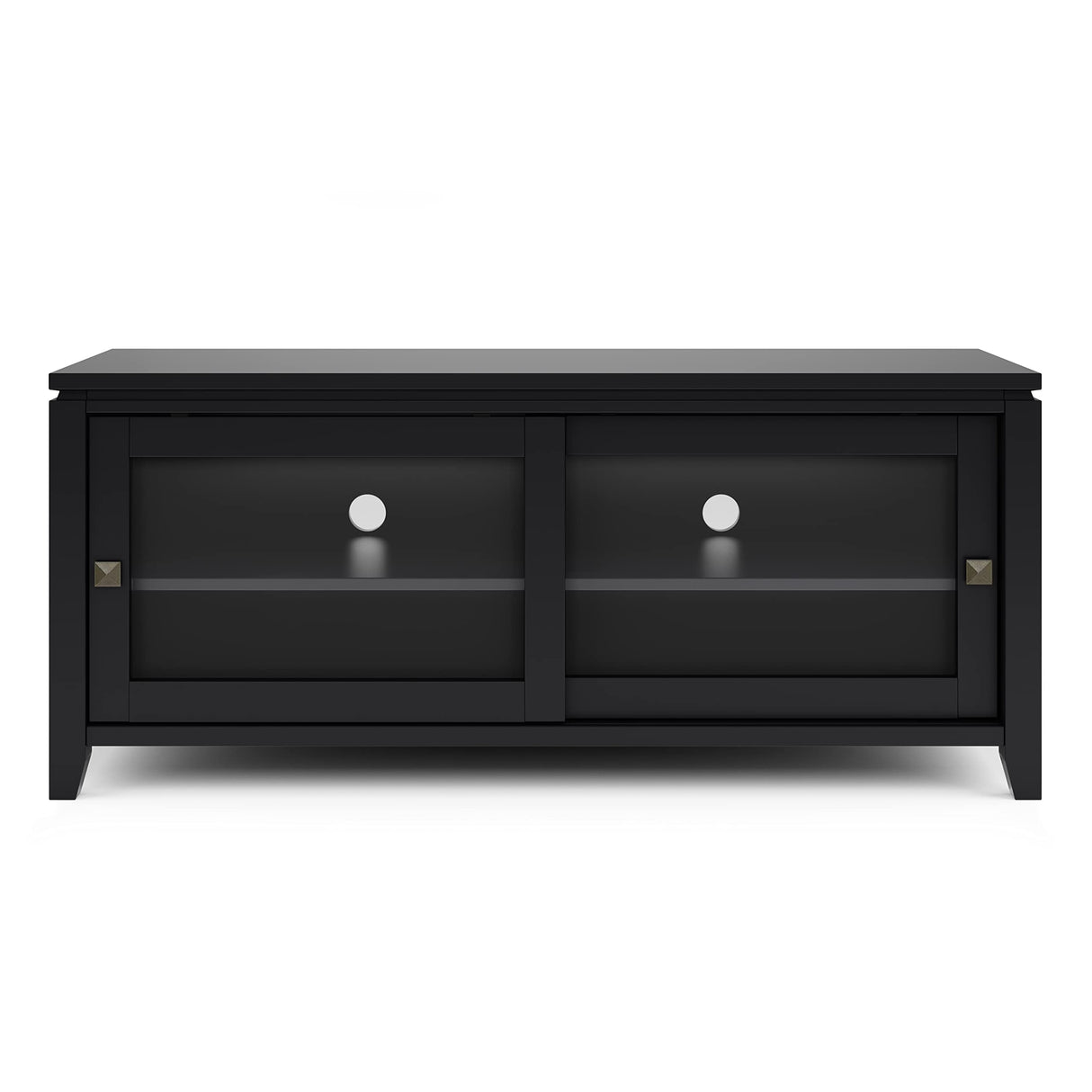 SIMPLIHOME Cosmopolitan SOLID WOOD 48 Inch Wide Contemporary TV Media Stand in Black for TVs up to 55 Inch, For the Living Room and Entertainment Center SIMPLIHOME