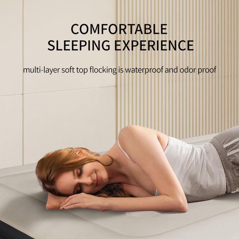 SENNOUL Air Mattress with Built in Pump - Upgraded Twin Blow Up Mattress, 2 Mins Quick Self Inflatable with Double Air Chamber,16"/550lbs Max, Strong Support, for Camping,Home,Guests,Portable Travel SENNOUL