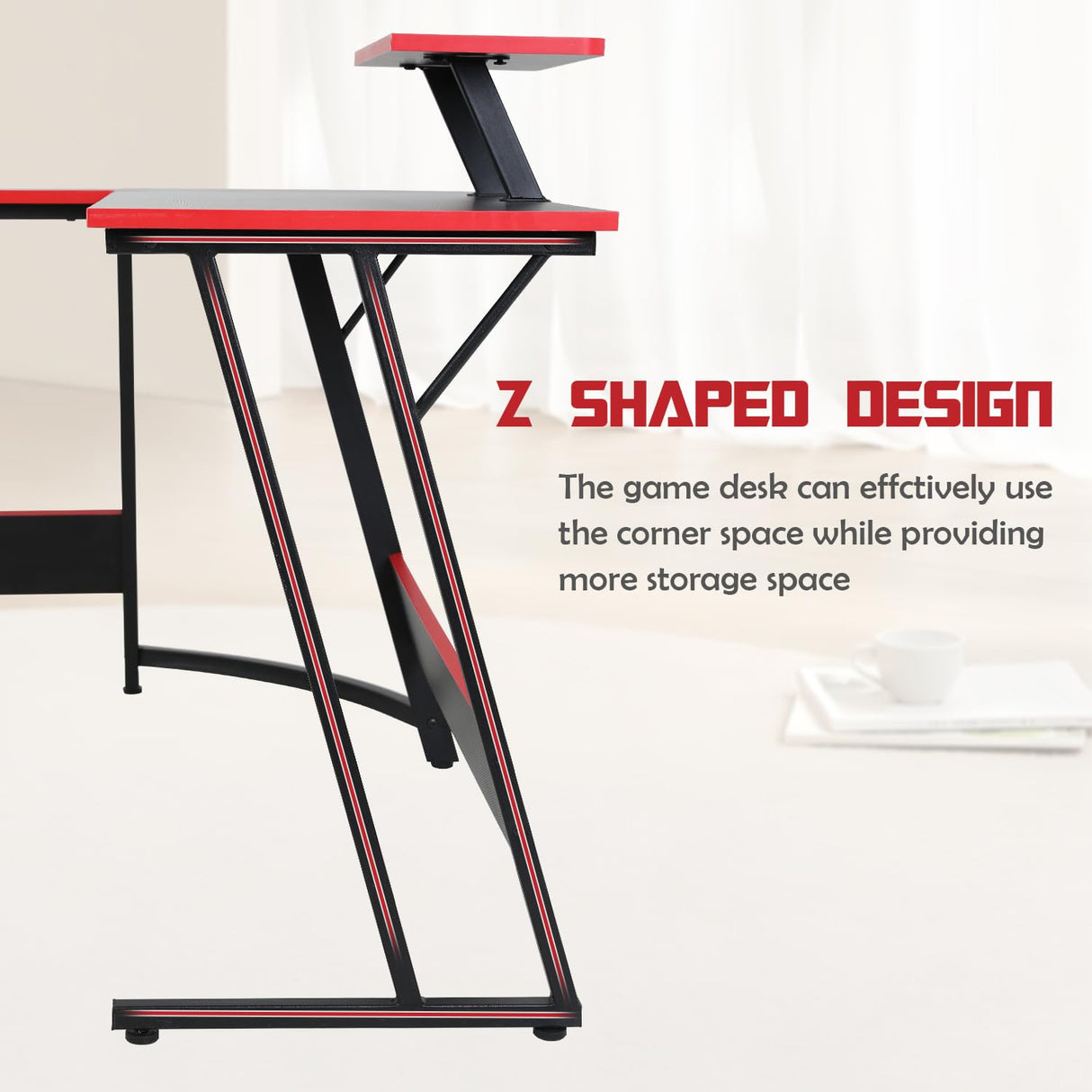 L Shaped Desk, Sturdy Gaming Desk Computer Desk with Large Wooden Desktop for Home Office, L Shaped Gaming Desk Corner Desk for Small Space, Easy to Assemble, L Desk Gaming Table L Shape Desk Haiput Wam