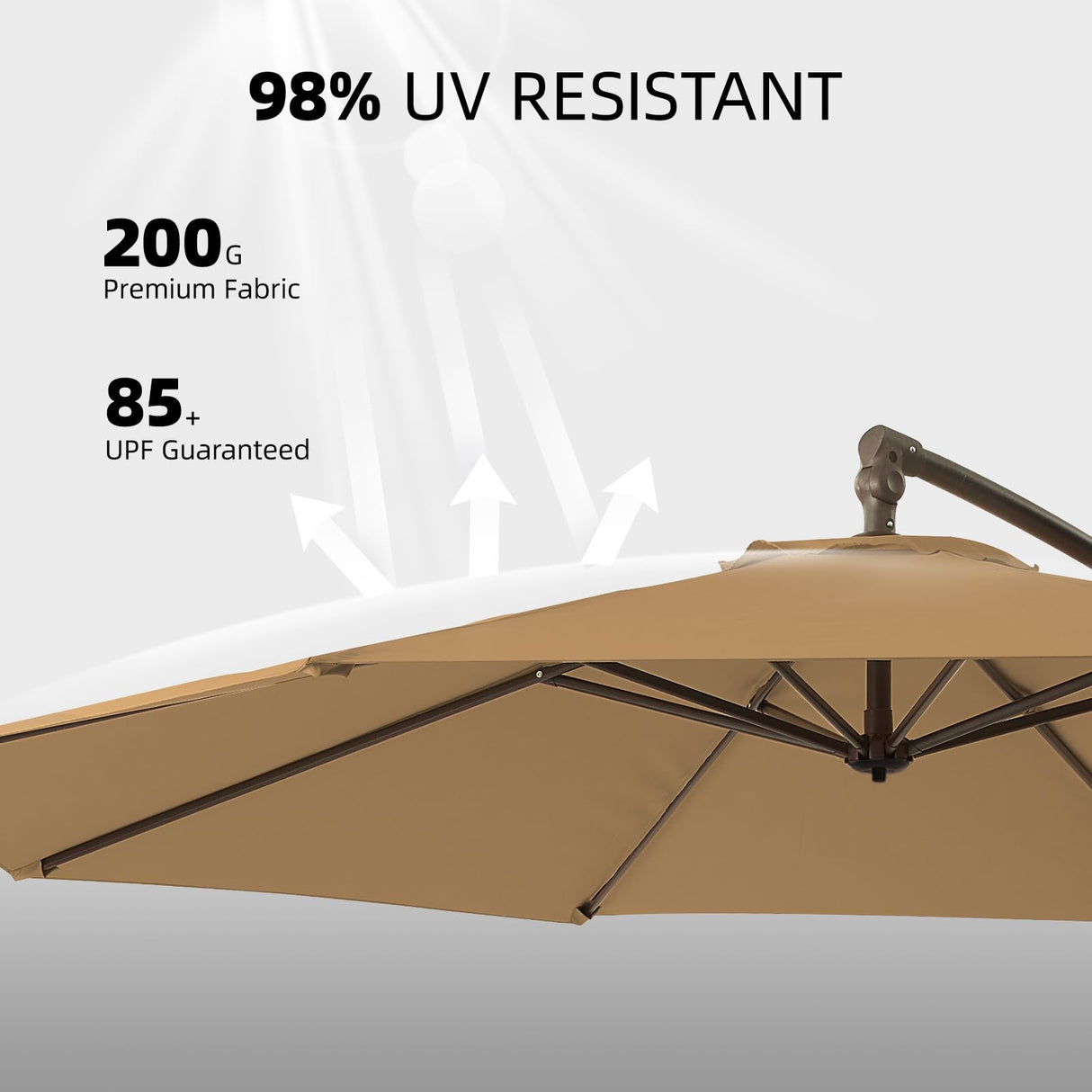 wikiwiki 10ft Patio Umbrellas Offset Outdoor Umbrella Cantilever Hanging Umbrellas w/Infinite Tilt, Fade Resistant Waterproof RECYCLED FABRIC Canopy & Cross Base, for Yard, Garden & Deck, Tan wikiwiki
