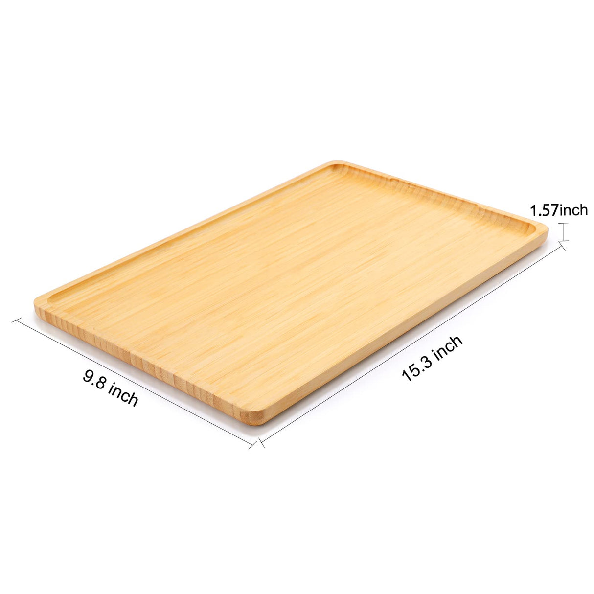 Webacoo Bamboo Serving Tray with Handles, Decorative Coffee Table Tray, Bamboo Platter for Breakfast in Bed, BBQ & Grilling Tray for Cooked & Raw Meat, 15 x 10 Inches WEBACOO