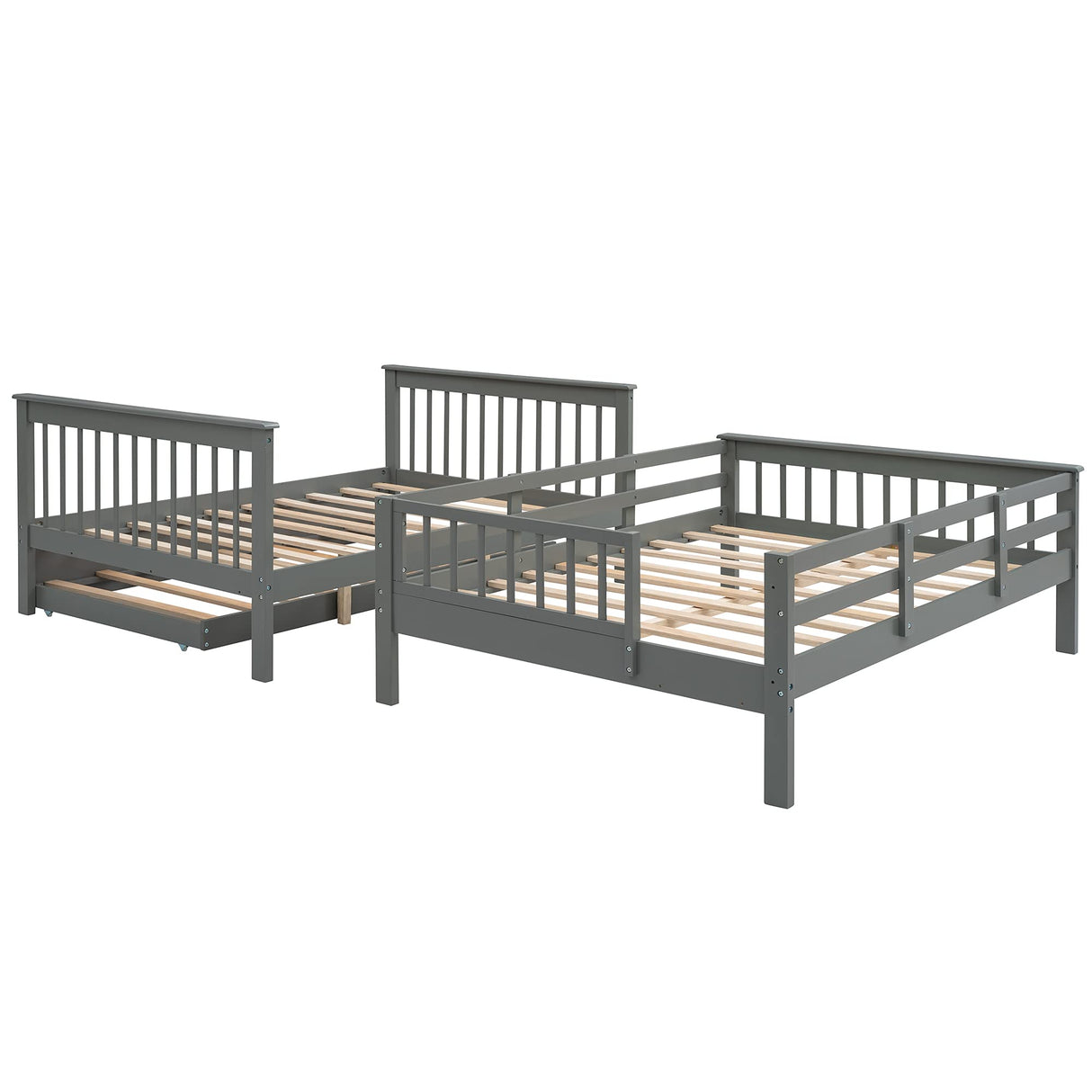 Harper & Bright Designs Full Over Full Bunk Bed with Stairs and Trundle, Wooden Bunk Bed Frame with Storage, for Kids Teens Adults - Gray Harper & Bright Designs
