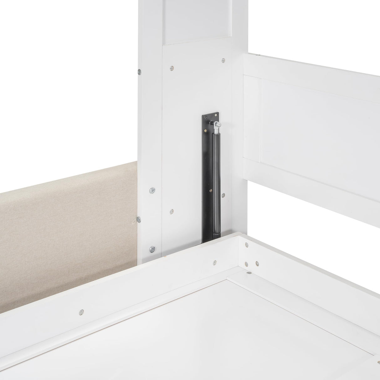 P PURLOVE Queen Wood Murphy Bed with Sofa, Wall Bed Without Slats, No Box Spring Needed (White) P PURLOVE