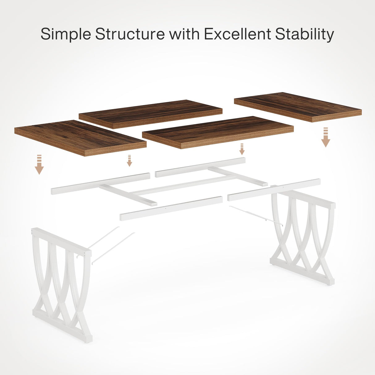 Tribesigns Dining Table for 6-8 People, 70.86-Inch Rectangle Wood Kitchen Table, Dinner Table with Heavy Duty Metal Frame for Kitchen, Living Room (Retro Brown & White, Without Chair) Tribesigns