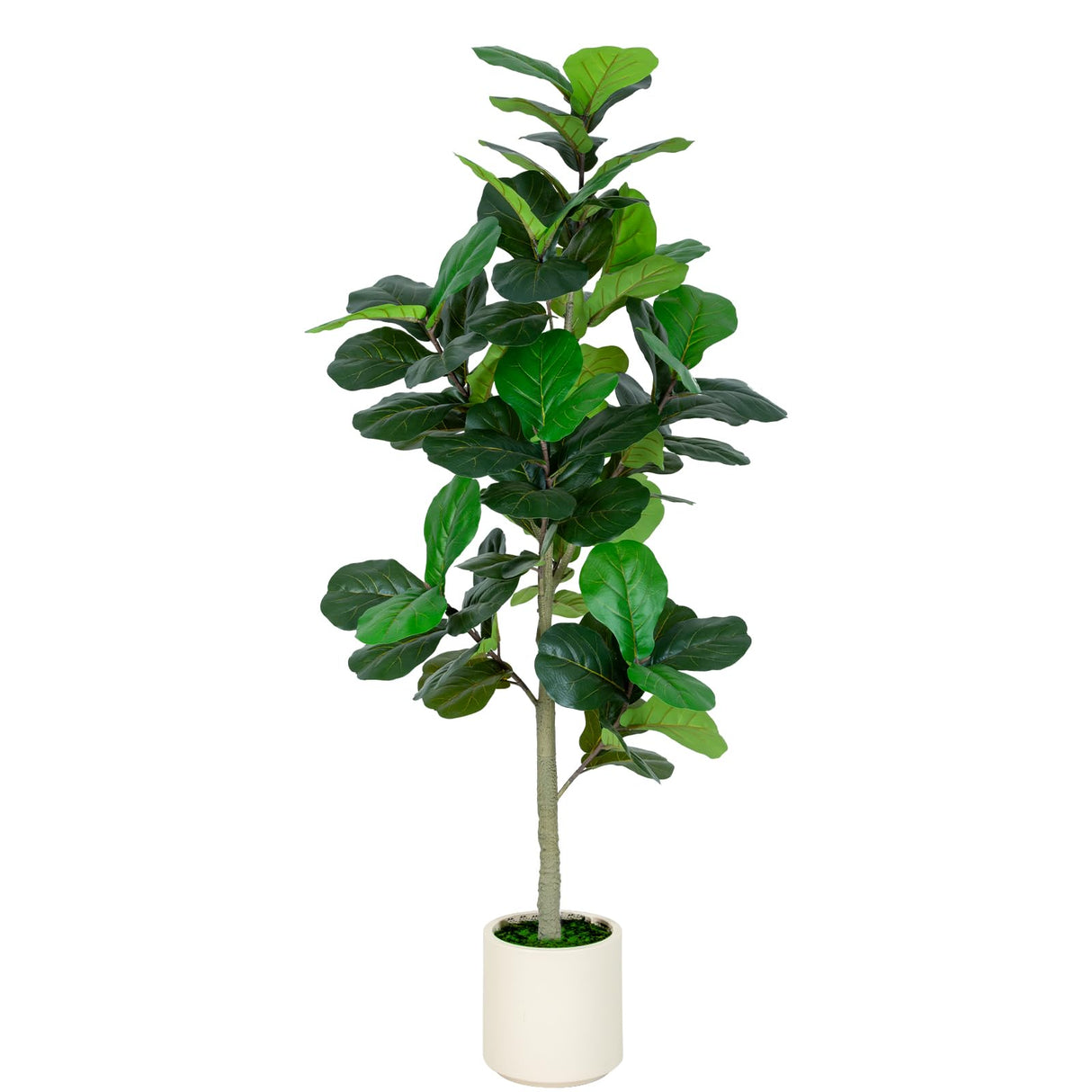 VIVATREES 6FT Fiddle Leaf Fig Artificial Tree with White Planter Pot,Faux Floor Plant, Indoor and Outdoor Fake Plants for Home Office Decor VIVATREES