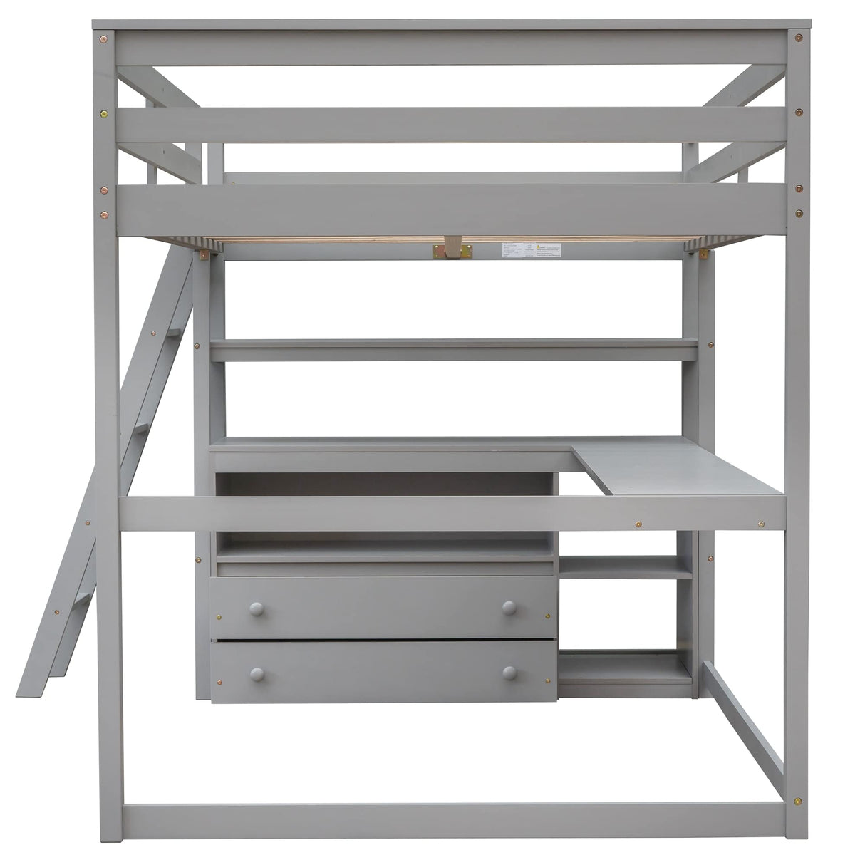 Harper & Bright Designs Grey Full Size Loft Bed with Desk, Storage Drawers, and Shelves Harper & Bright Designs